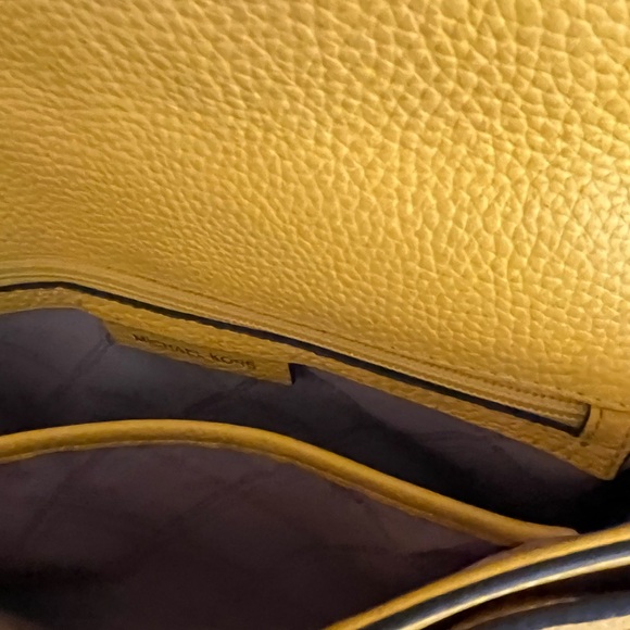 Michael Kors Bright Yellow Pebbled Leather Shoulder Bag - Picture 8 of 15